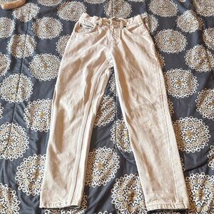 Y2K Classic  high waisted Cream Straight-Leg Jeans 100 cotton
